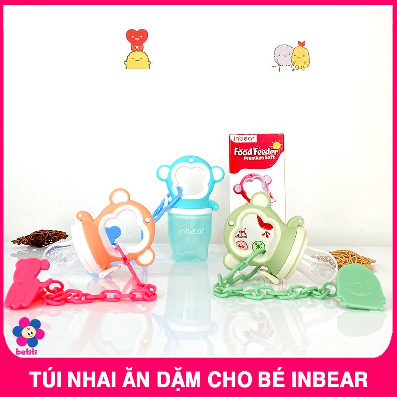 Túi Nhai Ăn Dặm Inbear Chống Hóc Cho Bé Tập Ăn Hoa Quả Rau Củ, Túi Tập Ăn Trẻ Em (Tặng Dây Đeo Đi Kèm Túi) Kem
