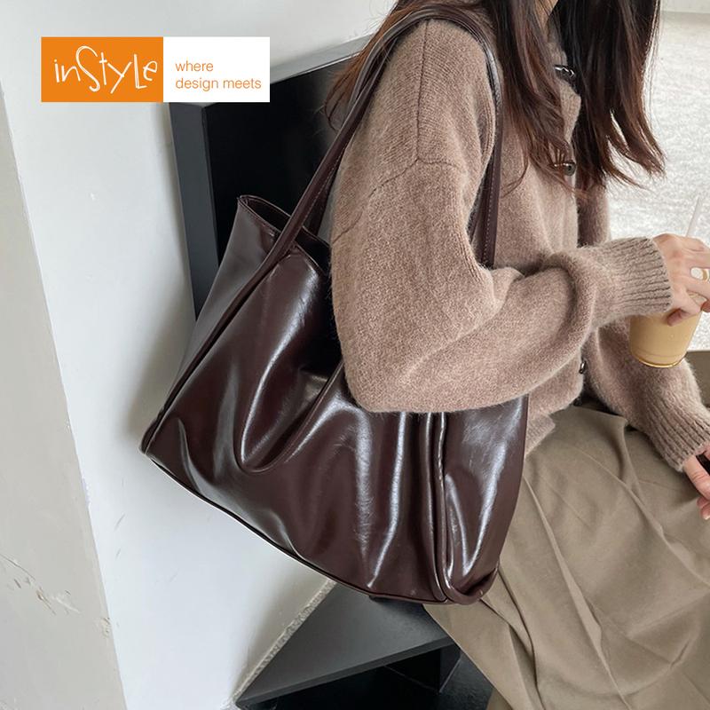 Tas Bahu Tote Bag Wanita Korean Style Shoulder Bag Size Besar (T2-042) Kulit PU 7