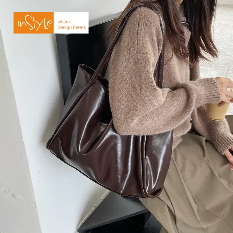 Tas Bahu Tote Bag Wanita Korean Style Shoulder Bag Size Besar (T2-042) Kulit PU 6
