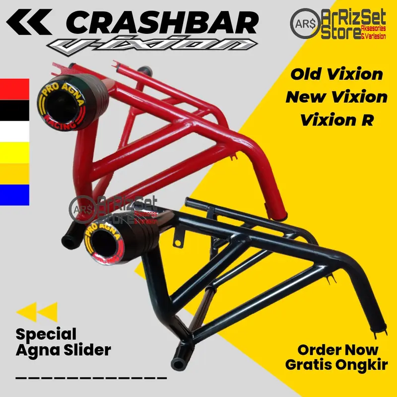 Crashbar Tubular Old New VIXION R Plus Jalu Slider Agna Full Hitam 0
