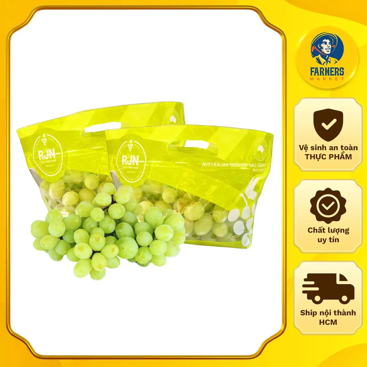 [Trái cây nhập khẩu] Nho xanh Sweet Globe Úc - Nho đầu mùa, có vị Ngọt Vị Chua xen kẽ, cứng trái - Food