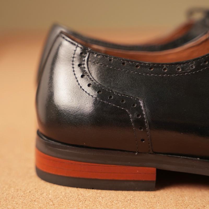 Giày oxford plain toe full brogues màu đen 5