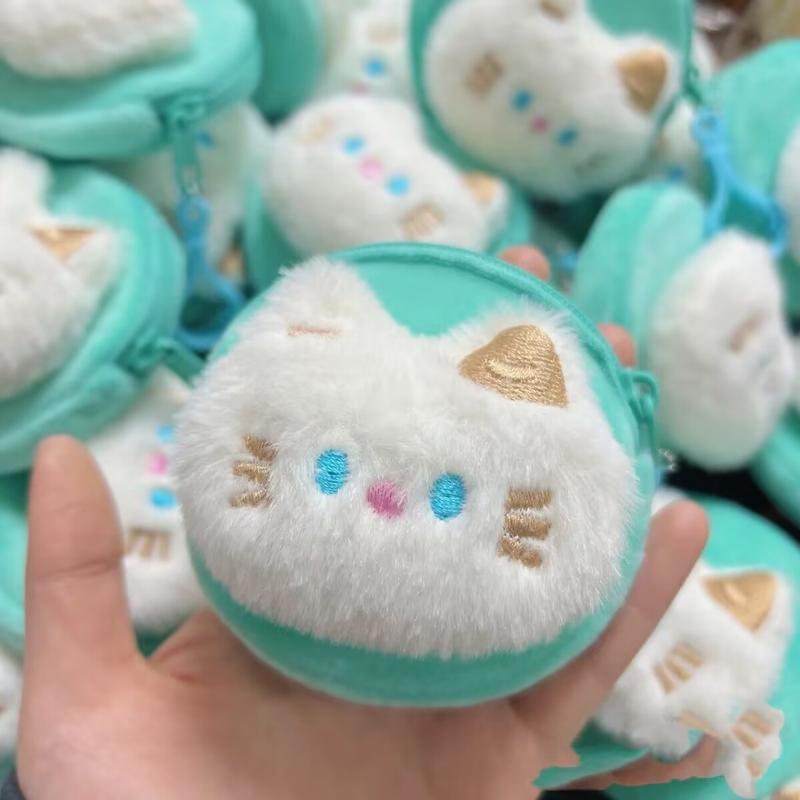 ví đựng tiền Xu Hoạt Hình Mini Nhỏ Thiết Kế Mèo Mắt Xanh Búp Bê Nhồi Bông Có Tai Nghe Túi Lưu Trữ, Mặt Dây Chuyền 0