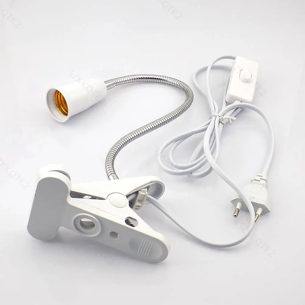EU US UK Flexible light bulb Lamp power E27 base Plugs socket desk Clip for Book room night light grow Light holder  2KSG