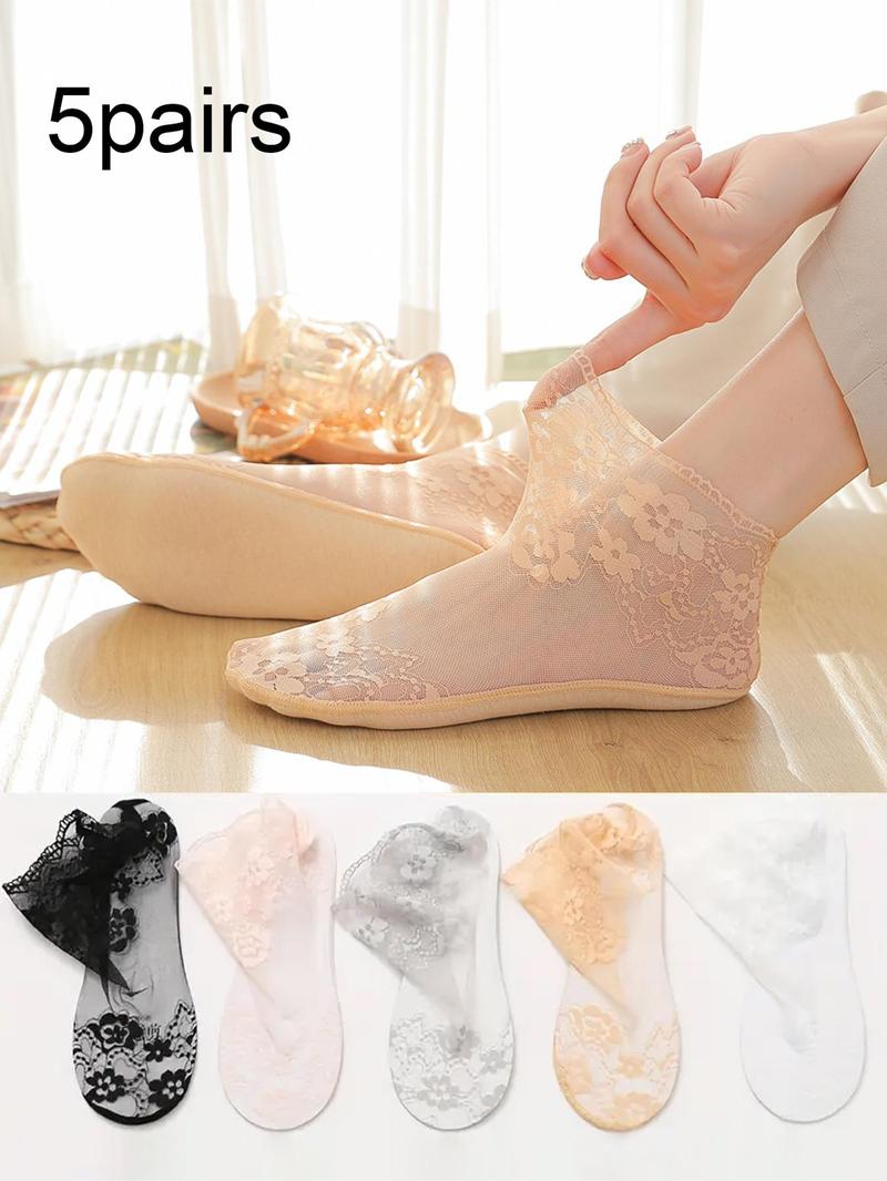 Product Introduction of Women's Floral Lace Scallop Ankle Socks, Soft Breathable Comfortable Socks, Ladies Sheer Socks for Summer 3