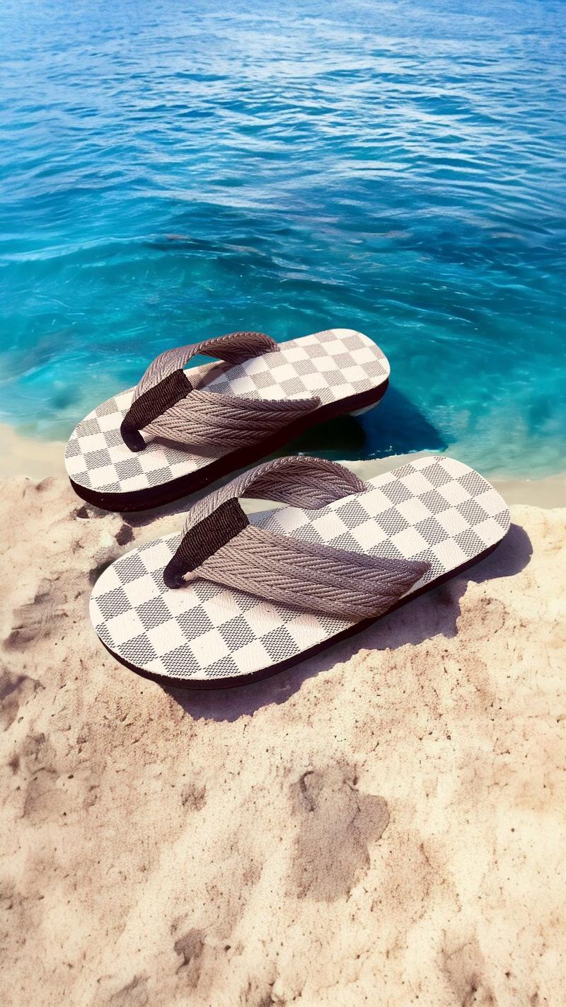 Product Introduction of [3]  Dép Xỏ Ngón Nam,Dép Tông,Dép Đi Biển Bề Mặt Hoạ Tiết Caro Kết Hợp Quai Dù Đế Cao Su Sandal depnamdep 2024 dép dibien depkep nam DéP Nhung 20