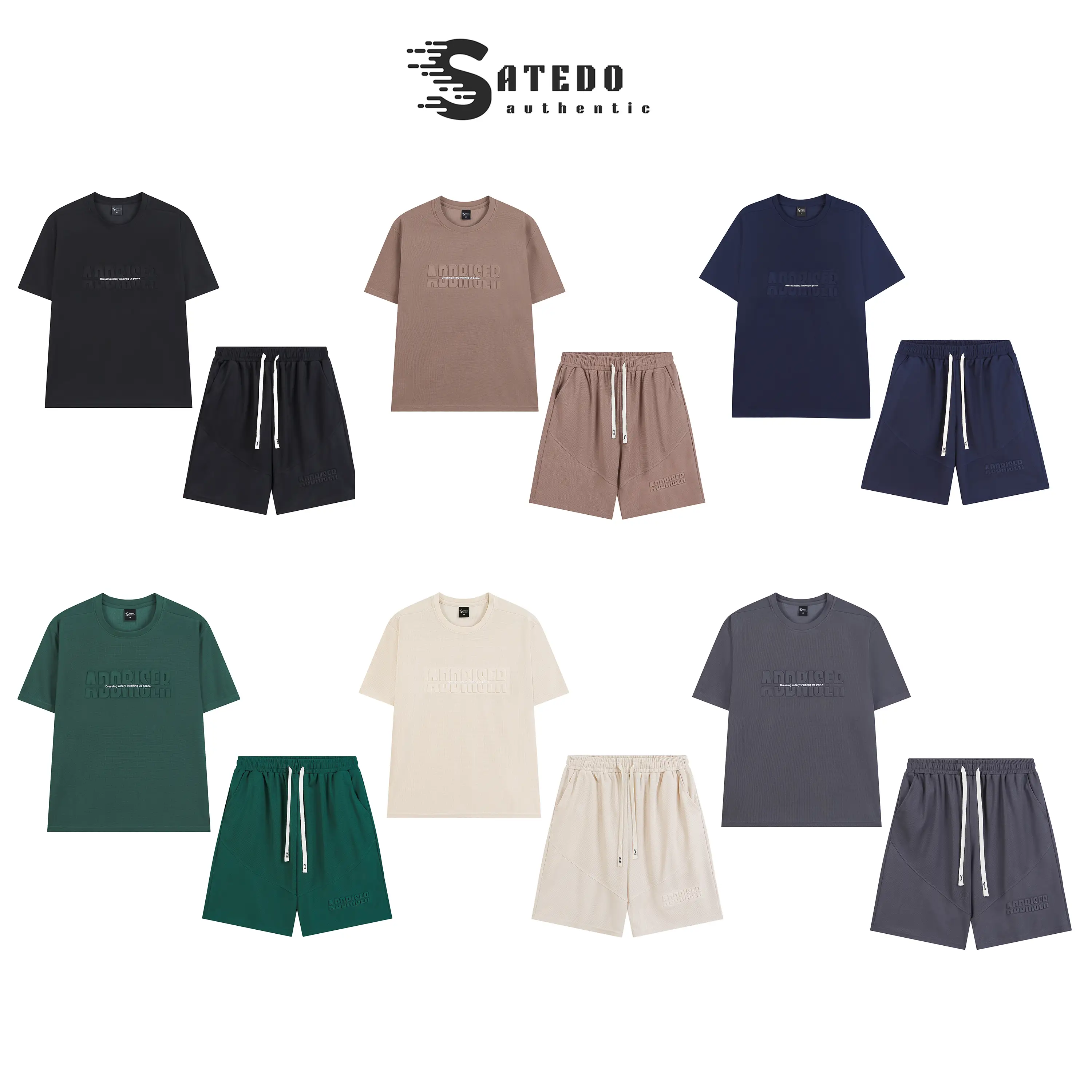 Bộ Quần Áo Nam Nữ SATEDO Tay Ngắn mã SP: S025 Chất liệu vải Cotton Tổ Ong thoáng mát. Kết hợp với dòng chữ Dập 3D nổi bật Menswear - 1