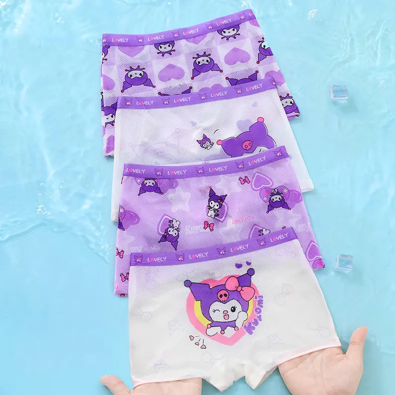10-45kg Set 4 Quần Chip Bé Gái Lưới thoáng khí 2 Đáy họa Tiết Kuromi, gấu dâu, labubu cho bé gái từ 1- 16 tuổi 4