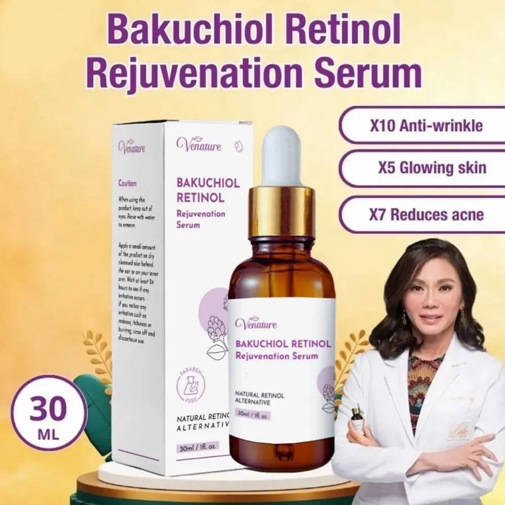 Venature Bakuchiol Retinol Rejuvenation Serum Reduces Wrinkles Fading Dark Spots Firming Skin Face Serum