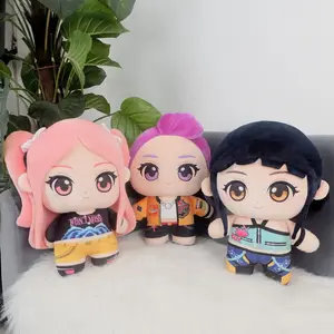 Demon Hunter 15in Huntrix CHIBI K-pop Unofficial Rumi Mira Zoey Plush Doll Karakter Anak Perempuan Boneka KPop Anime Kartun Cewek Cantik Lucu Mainan
