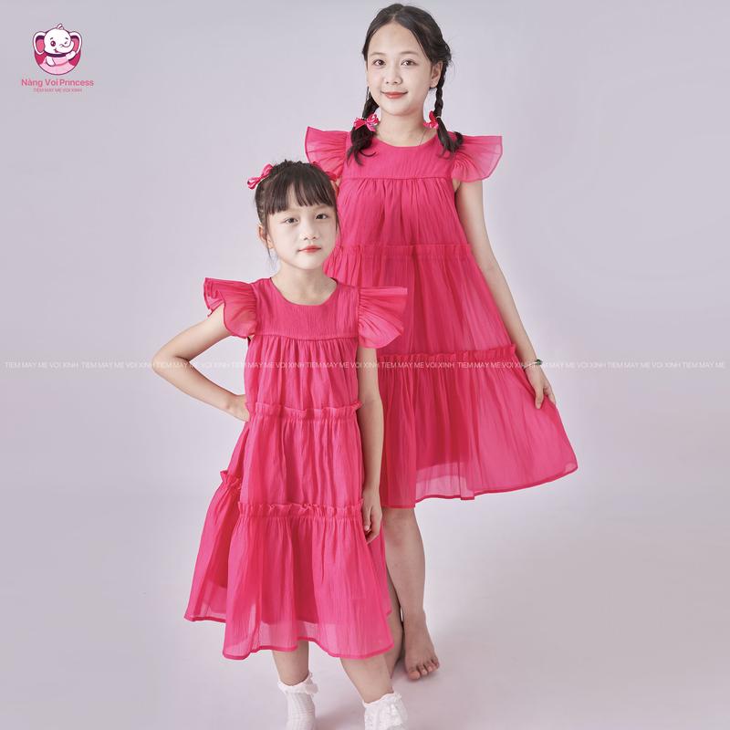   TIỆM MAY MẸ VOI XINH- TẶNG PHỤ KIỆN  Váy công chúa đầm công chúa váy thiết kế voan cánh tiên đủ màu sắc trắng hồng  hồng sen cho bé gái từ 7-40kg 