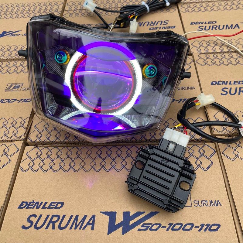 Combo đèn suruma và sạc độ HCE lên bi cầu 3.0 E11+ M10 V4 Light đổi màu qua app cho wave 50 100 110cc