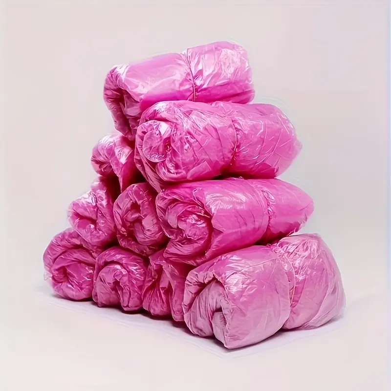 100pcs Disposable Shoe Covers - Durable Waterproof Non-Slip Plastic Foot Covers for Home 2