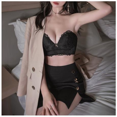 Áo Lót Nữ Ren Cup Ngực Không Dây Nâng Ngực Tạo Khe Đệm Dày 158 Women Viền Ren Chất Liệu An Toàn Su & Ren Siêu Mát Mịn Size 34/75, 36/80, 38/85 Màu Đen, Trắng, Da