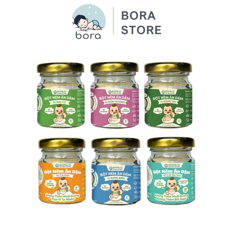 Hạt nêm ăn dặm Anpaso 60g cho bé từ 6 tháng tuổi không thêm muối đường, gia vị tự nhiên an toàn cho bé