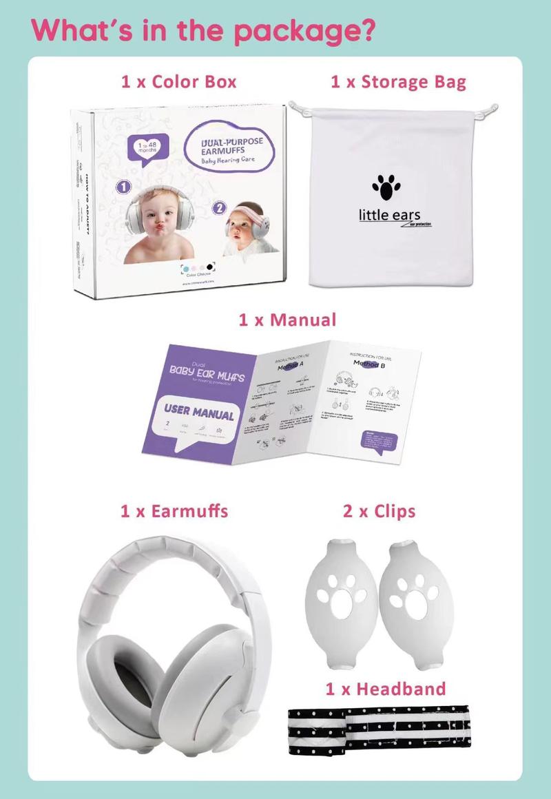 Product Introduction of Baby Earmuff Adjustable Noise Reduction Headphones 2-in-1 Convertible Ear Protection Outdoor Sleep Airplane Anti-noise Earmuffs 9