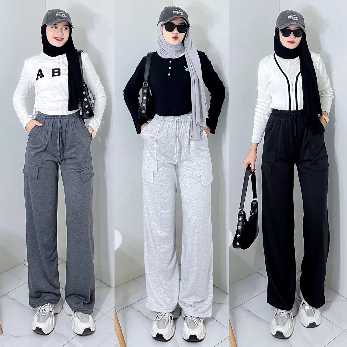 Elia Cargo Pants | Celana Cargo Wanita dasar regular