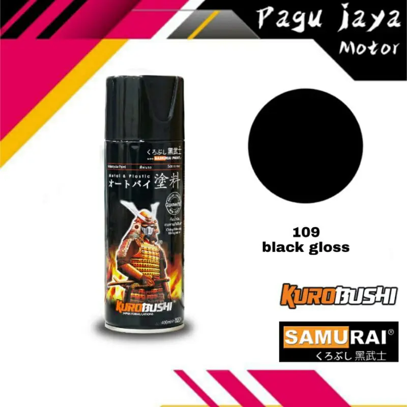 (JAWA-BALI) SAMURAI PAINT 109 BLACK HITAM GLOSS GLOSSY 400ml PILOX PILOK CAT SEMPROT SPRAY PAINT 0