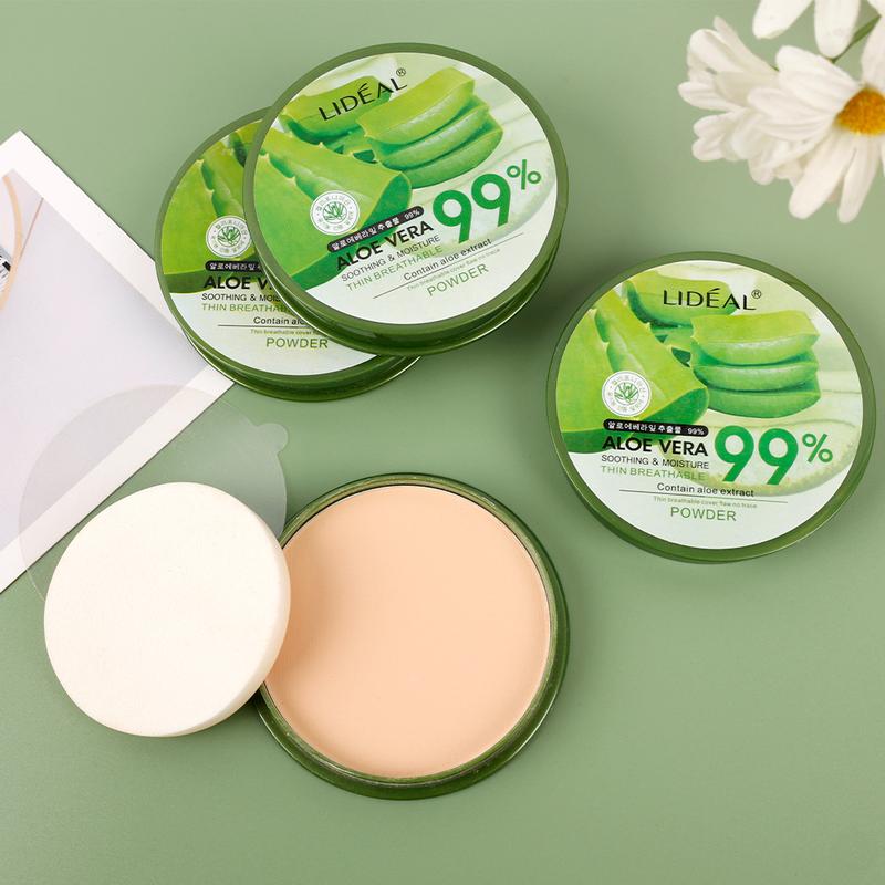 Product Introduction of 99% Aloe Vera Face Powder Smoothing Pressed Powder Waterproof  Moisturizing  Concealer Brighten Foundation Face Makeup Cosmetic Moisturizer Moisture 6