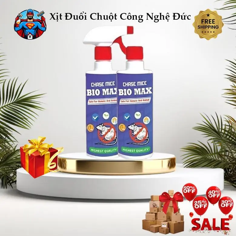 Combo 2 Chai xịt đuổi chuột BioMAX công nghệ Đức, nguồn gốc thảo mộc không mùi ,xua đuổi chuột, gián, côn trùng dích 500 ML