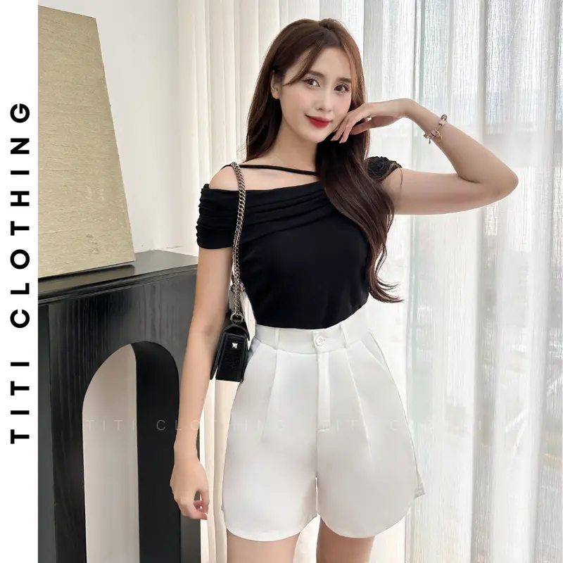 Quần short đùi nữ ống rộng lưng cao chất liệu cao cấp form siêu xinh - S01 0