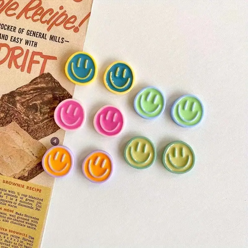 Room Decor Smiling Face Design Fridge Magnet, 10pcs Random Color Cute Whiteboard Magnet, Decorative Magnet for Refrigerator and Whiteboard, Summer for Gift 5