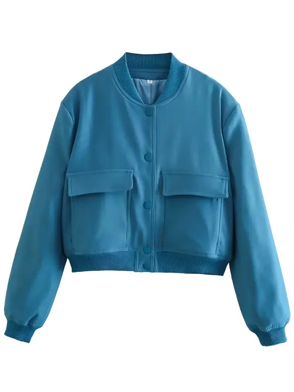 Women's Fitted Pocket Button Front Stand Collar Jacket, Utah Girl Outfits, Casual Drop Shoulder Long Sleeve Outerwear for Fall & Winter, Jackets Lady Coats, Holiday Evening Outfits 2024, School Essentials, Clubbing Tops Modest Outfits 4