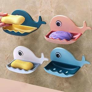 Kotak Sabun, Kaibei, Rak Sabun Tanpa Tebuk, Reka Bentuk Paus Isi Rumah, Comel dan Dipasang di Dinding, Rak Pengering Bilik Mandi Soap Supplies