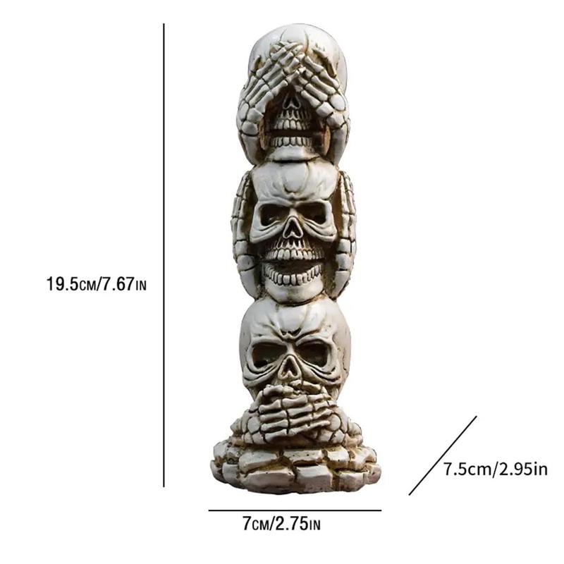 Halloween Skull Design Decorative Statue, 1 Count Scary Creative Skull Ornament, Halloween Decoration for Living Room, Bedroom, Office, Bookshelf, Desk 1