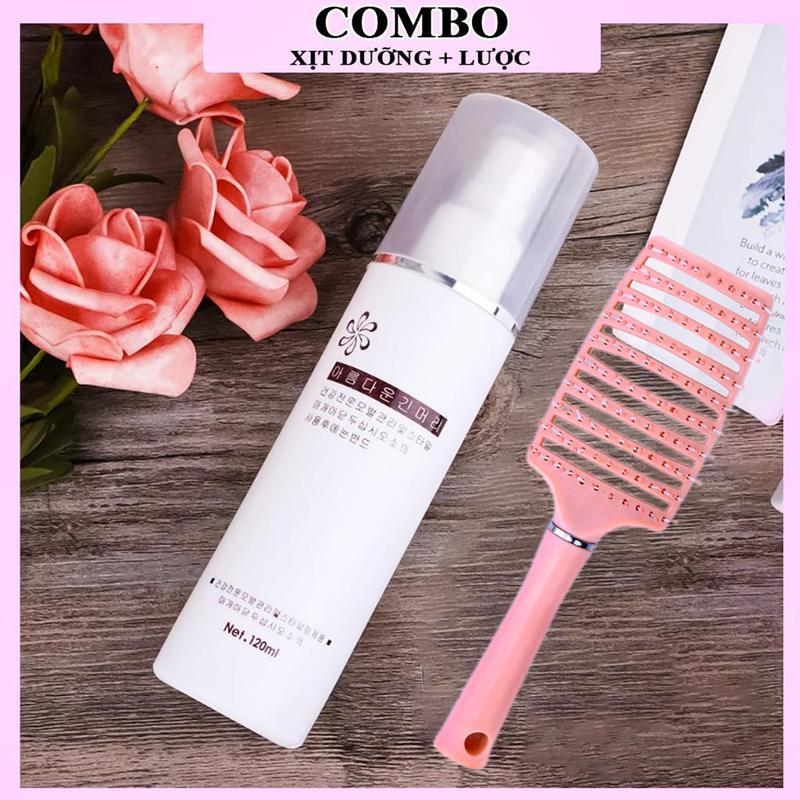 Combo Chai xịt dưỡng tóc & Lược chải chống rối PINKY chuyên dụng dành cho tóc giả Nữ Women