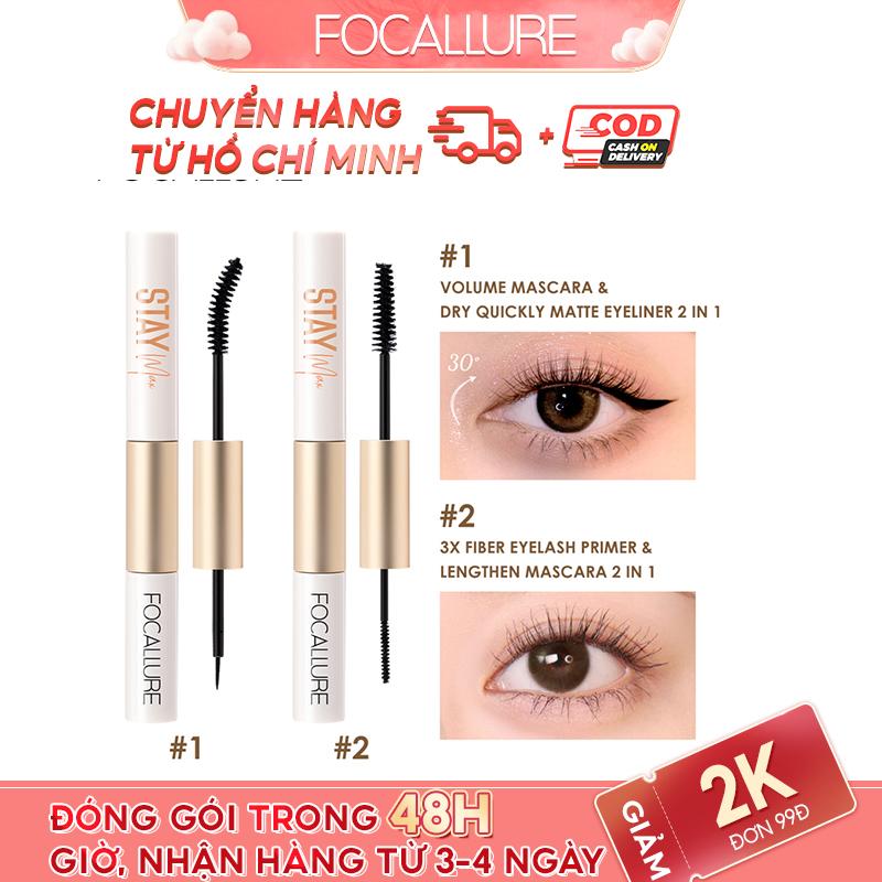 Mascara Kiêm Bút Kẻ Mắt Chuốt Mi Dạng Sợi FOCALLURE 2 Trong 1 Chống Thấm Nước Lâu Trôi