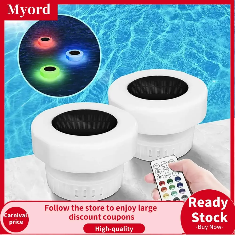 1/2pcs New Colorful Light Solar Pool Floating Chlorine Dispenser Remote Control Solar Light Swimming Pool Chlorine Floater Chlorine Tablet Floater Bromine Tablets Dispenser Swimming Pool