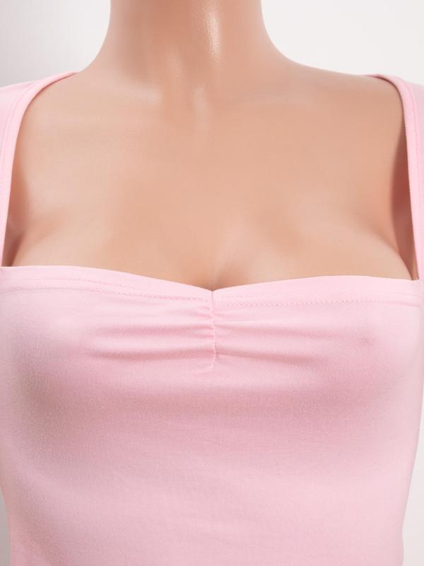 Women's Plain Cut Out Ruched Backless Crop Tank Top, Elegant Sweetheart Neck Sleeveless Top for Vacation Holiday Party, Ladies Summer Clothes 8