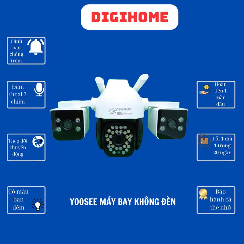 [Tặng hộp kỹ thuật khi mua kèm thẻ nhớ] CAMERA WIFI YOOSEE 3 MẮT 3 KHUNG HÌNH không có đèn đỏ cảnh báo (XOAY CẢ 3 MẮT). CẢNH BÁO CHỐNG TRỘM. BẢO HÀNH UY TÍN. THIẾT KẾ MÁY BAY