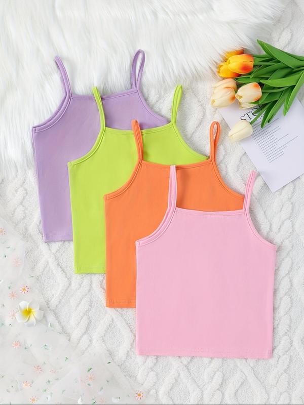 Girl's Solid Color Cami Top, Casual Sleeveless Top for Summer, Kids Clothes for Daily Wear 1