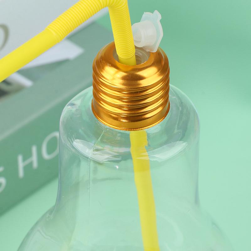 Product Introduction of 1Pc 200to500ml Creative Clear Artificial Fake Light Bulb Shaped Bottle Can Emit Light Drink Cup Juice Bottle Party Decor 27
