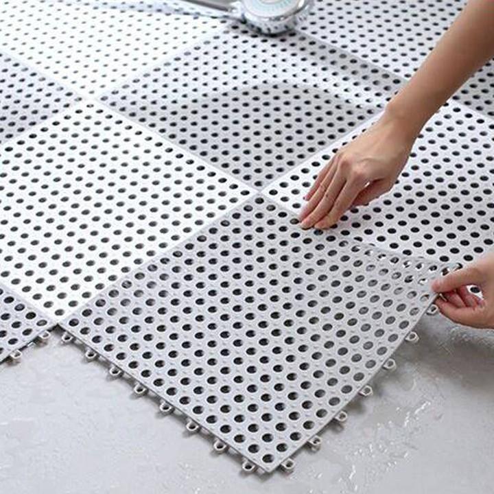 combo 10 tấm lót sàn nhà tắm, nhà vệ sinh chống trơn trượt, thoát nước tốt, giá rẻ, siêu bền - Kích thước 30x30cm
