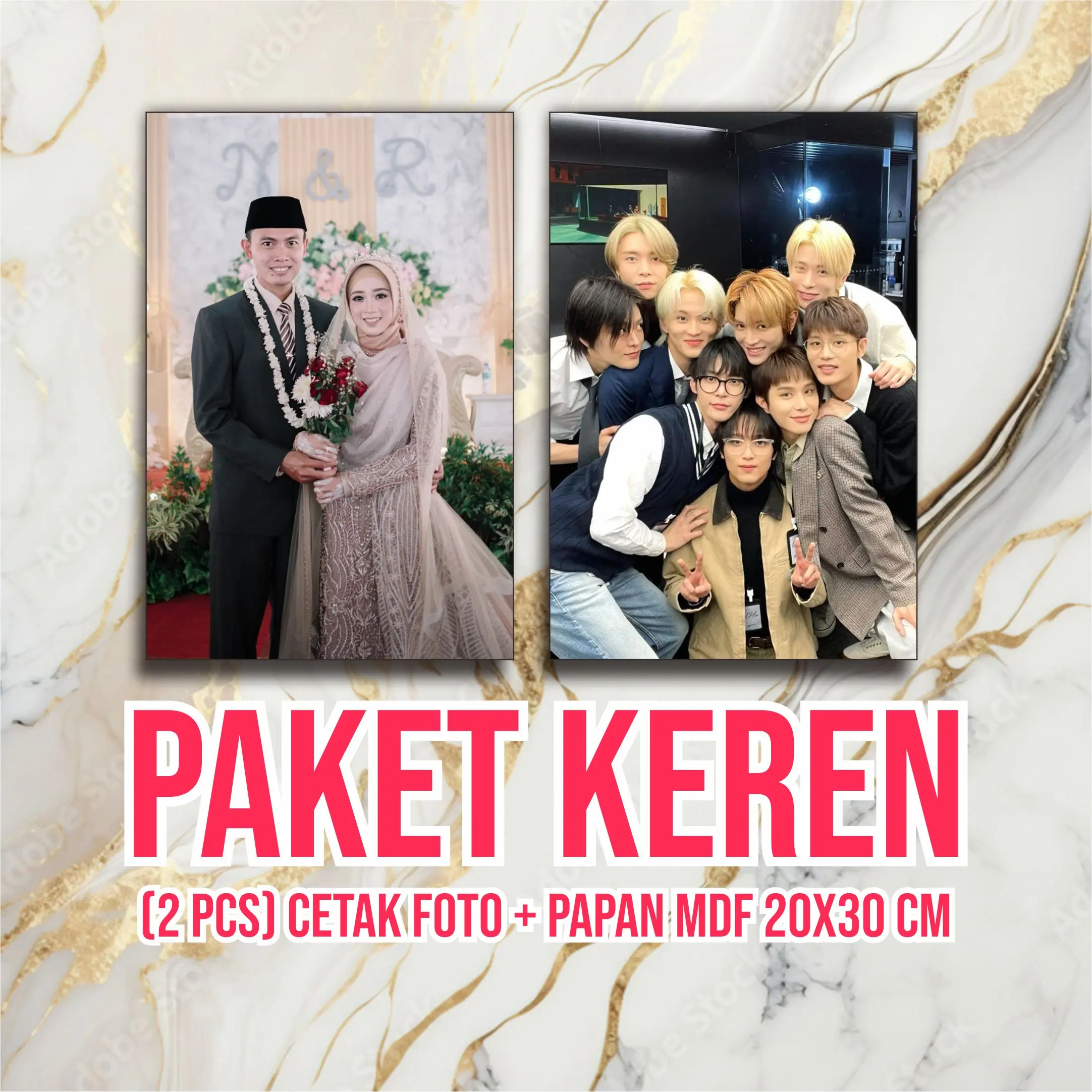 (2 PCS) CETAK FOTO + PAPAN MDF 20X30 CM Kayu