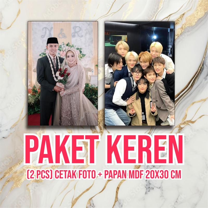 (2 PCS) CETAK FOTO + PAPAN MDF 20X30 CM Kayu 0