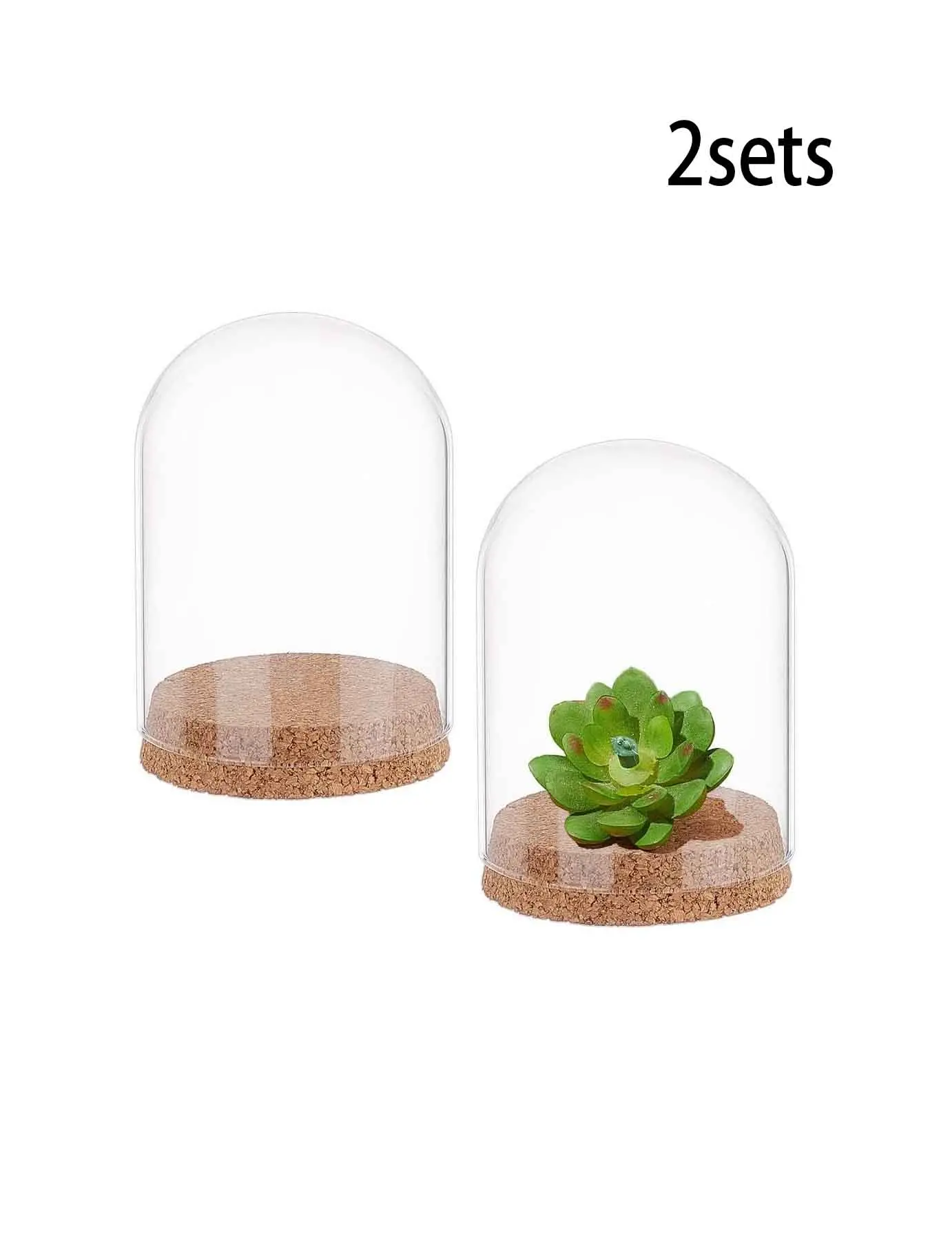 Glass Dome with Cork Base, 2 Sets Clear Glass Display Case, Jewelry Display Box, Jewelry Making Display & Packaging Supplies