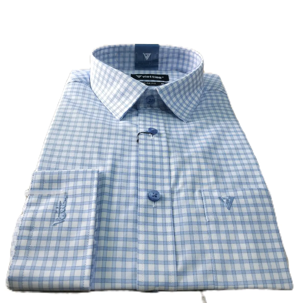 Áo sơ mi mã 6744 Việt Tiến tay dài .fom REGULAR FIT. 50 % bamboo. 50 % spun