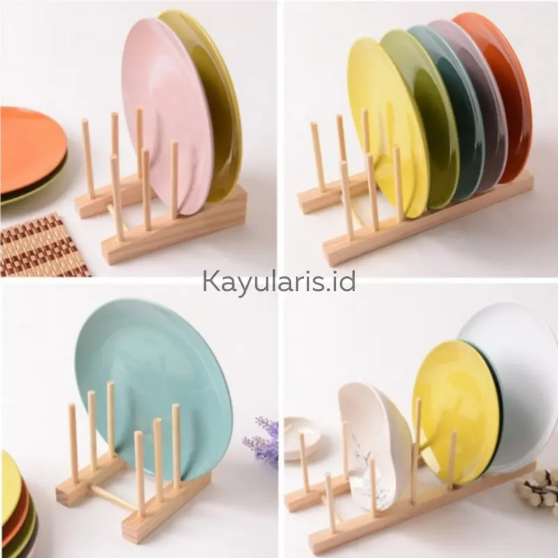 Rak Piring Kayu Serbaguna Minimalis Penyimpanan Gelas dan Piring Aesthetic 2