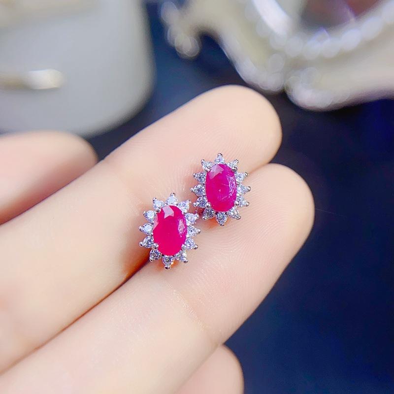 Product Introduction of Natural Colored Gemstones - Promotion - Big Diamond DIY New Natural 4 * 6mm Ruby Set 925 Silver Ladies - 2025 New Hot Sale (Weddings, Friends, Couples Gifts) 3