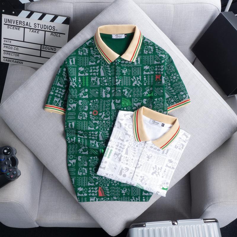 Áo thun polo nam họa tiết đẹp, áo phông nam cao cấp VNXK màu trắng, đen, xanh rêu RIOOSHOP RSP084 trung niên, có size lớn, big size M L XL XXL XXXL