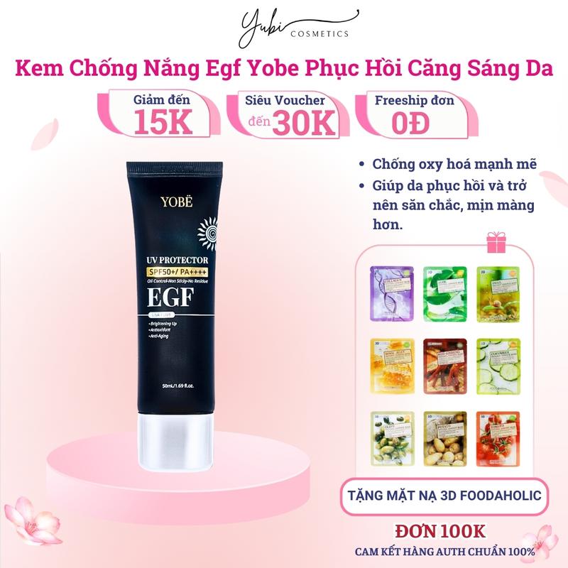 Kem chống nắng EGF phục hồi căng sáng da YOBE 50ml chính hãng - Hàn Quốc - YUBI SHOP