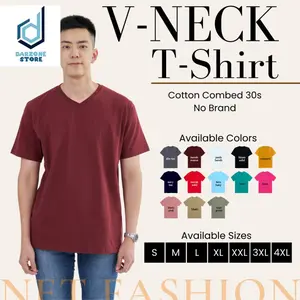 VNECK KAOS POLOS COTTON COMBED 30S V-NECK LENGAN PENDEK KERAH V NECK