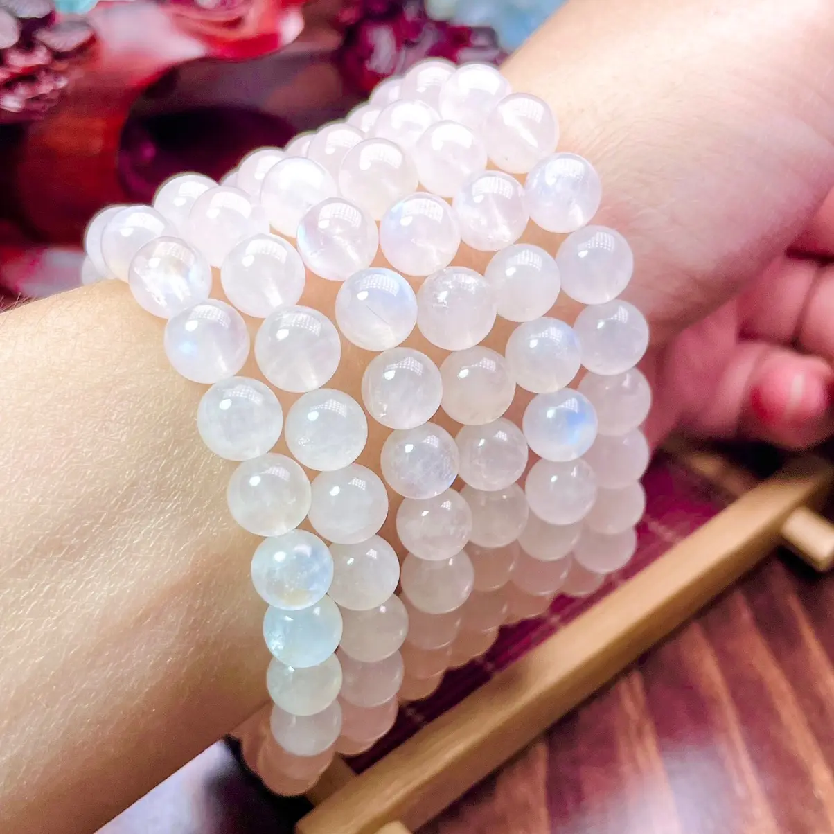 Vòng đeo tay đá Moonstone Mặt Trăng (Hợp Kim,Thuỷ) Vietnam Vòng Unisex Vietnam Vietnam Vòng Hằng ngày vn cẩm