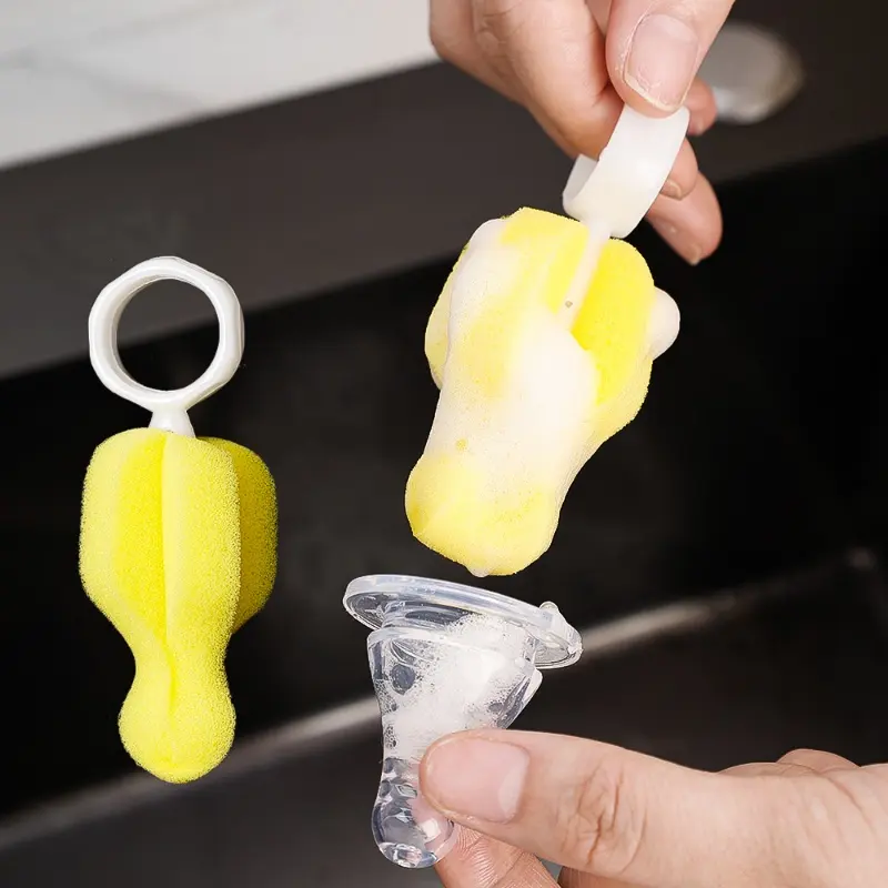 Rotating Sponge Efficient 360 Degree Rotating Sponge Baby Nipple Brush Infant Cleaning ...
