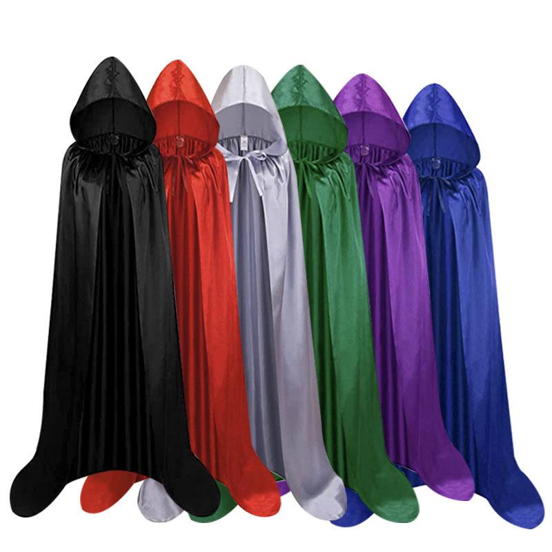 Product Introduction of Halloween Cloak Adult and Children Satin Cloth Death Cloak Wizard Devil Cloak Nightclub Bar Dress up Props 1