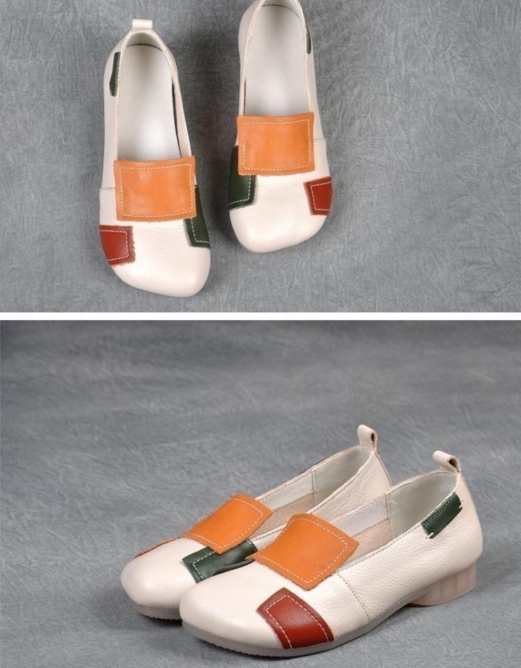 Product Introduction of Kasut Wanita, Saiz Besar (35-43), Sesuai untuk Kaki Lebar dan Gemuk, Pam Blok Warna Gaya Etnik Retro 41, Tapak Lembut, Kasut Pengemis Gommino, 42 10